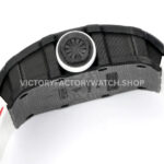 New Factory Richard Mille RM 35-01 42.7mm Black Carbon Fiber White Red Rubber Strap Black Skeletonized Dial