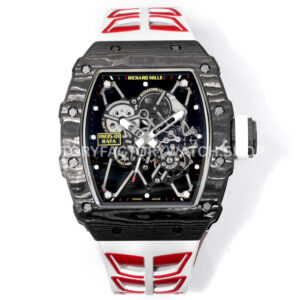 RM35-01 black carbon fiber white red rubber strap skeletonized dial New Factory