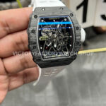New Factory Richard Mille RM 35-01 42.7mm Black Carbon Fiber White Rubber Strap Black Skeletonized Dial (1) New Factory Richard Mille RM 35-01 42.7mm Black Carbon Fiber White Rubber Strap Black Skeletonized Dial