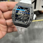 New Factory Richard Mille RM 35-01 42.7mm Black Carbon Fiber White Rubber Strap Black Skeletonized Dial (10) New Factory Richard Mille RM 35-01 42.7mm Black Carbon Fiber White Rubber Strap Black Skeletonized Dial