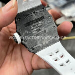 New Factory Richard Mille RM 35-01 42.7mm Black Carbon Fiber White Rubber Strap Black Skeletonized Dial (4) New Factory Richard Mille RM 35-01 42.7mm Black Carbon Fiber White Rubber Strap Black Skeletonized Dial