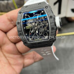 New Factory Richard Mille RM 35-01 42.7mm Black Carbon Fiber White Rubber Strap Black Skeletonized Dial (6) New Factory Richard Mille RM 35-01 42.7mm Black Carbon Fiber White Rubber Strap Black Skeletonized Dial