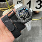 New Factory Richard Mille RM 35-01 42.7mm Black Carbon Fiber White Rubber Strap Black Skeletonized Dial (7) New Factory Richard Mille RM 35-01 42.7mm Black Carbon Fiber White Rubber Strap Black Skeletonized Dial
