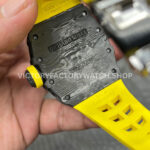 New Factory Richard Mille RM 35-01 42.7mm Black Carbon Fiber Yellow Rubber Strap Black Skeletonized Dial