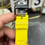 New Factory Richard Mille RM 35-01 42.7mm Black Carbon Fiber Yellow Rubber Strap Black Skeletonized Dial