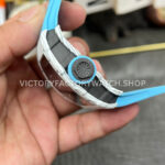 New Factory Richard Mille RM 35-01 42.7mm White Carbon Fiber Light Blue Rubber Strap Black Skeletonized Dial (1) New Factory Richard Mille RM 35-01 42.7mm White Carbon Fiber Light Blue Rubber Strap Black Skeletonized Dial