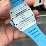 New Factory Richard Mille RM 35-01 42.7mm White Carbon Fiber Light Blue Rubber Strap Black Skeletonized Dial (4) New Factory Richard Mille RM 35-01 42.7mm White Carbon Fiber Light Blue Rubber Strap Black Skeletonized Dial