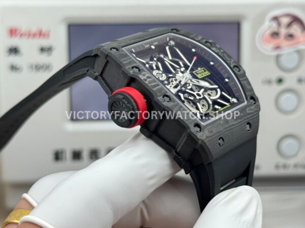 New Factory Richard Mille RM 35-02 44.5mm Black Carbon Fiber Black Rubber Strap Black Skeletonized Dial (1) New Factory Richard Mille RM 35-02 44.5mm Black Carbon Fiber Black Rubber Strap Black Skeletonized Dial