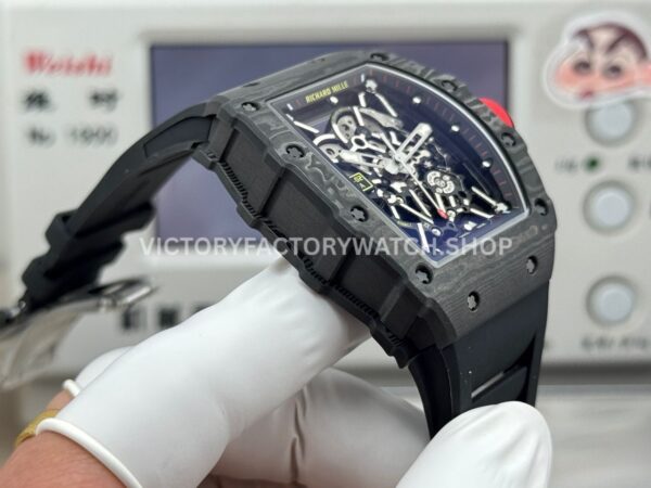 New Factory Richard Mille RM 35-02 44.5mm Black Carbon Fiber Black Rubber Strap Black Skeletonized Dial (2) New Factory Richard Mille RM 35-02 44.5mm Black Carbon Fiber Black Rubber Strap Black Skeletonized Dial