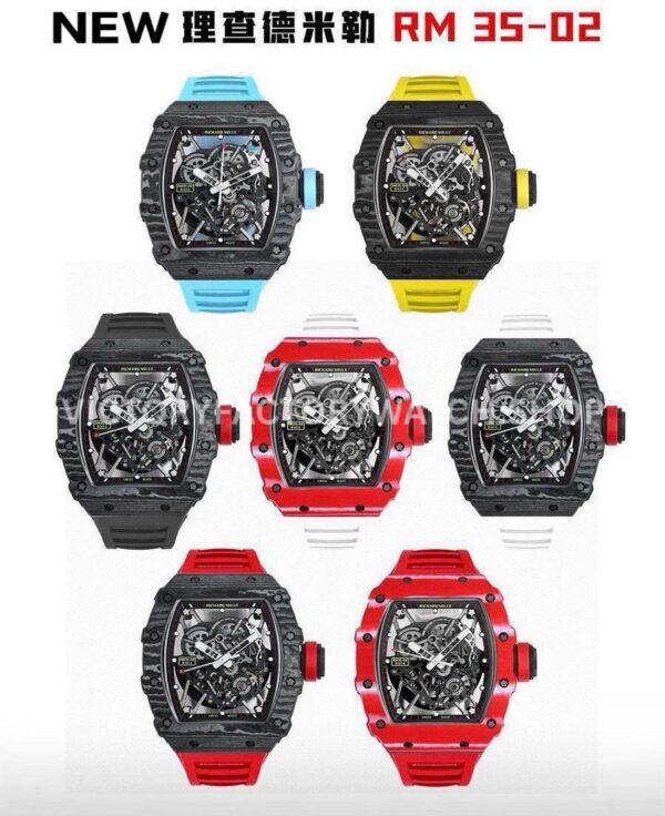 New Factory Richard Mille RM 35-02 44.5mm Black Carbon Fiber Black Rubber Strap Black Skeletonized Dial (3) New Factory Richard Mille RM 35-02 44.5mm Black Carbon Fiber Black Rubber Strap Black Skeletonized Dial