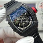 New Factory Richard Mille RM 35-02 44.5mm Black Carbon Fiber Black Rubber Strap Black Skeletonized Dial (4) New Factory Richard Mille RM 35-02 44.5mm Black Carbon Fiber Black Rubber Strap Black Skeletonized Dial