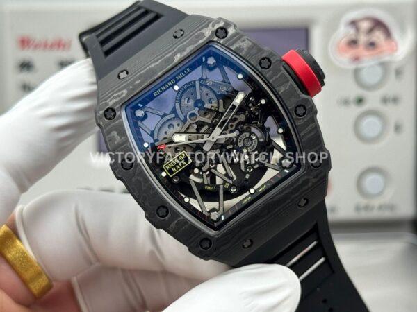 New Factory Richard Mille RM 35-02 44.5mm Black Carbon Fiber Black Rubber Strap Black Skeletonized Dial (4) New Factory Richard Mille RM 35-02 44.5mm Black Carbon Fiber Black Rubber Strap Black Skeletonized Dial