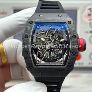 New Factory Richard Mille RM35-02 44.5mm black carbon fiber black rubber strap black skeletonized dial