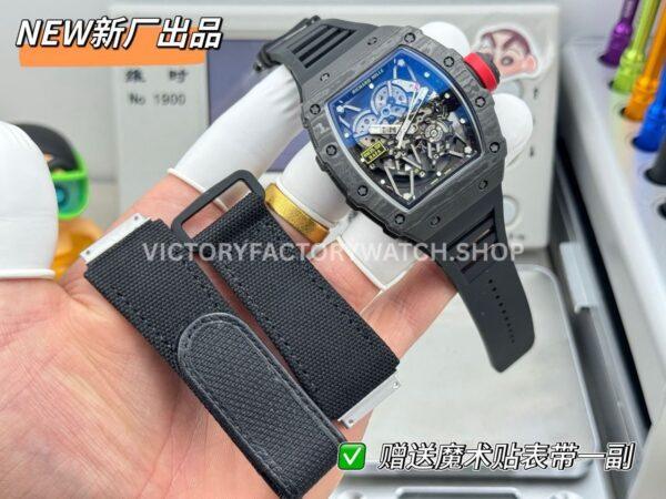 New Factory Richard Mille RM 35-02 44.5mm Black Carbon Fiber Black Rubber Strap Black Skeletonized Dial (8) New Factory Richard Mille RM 35-02 44.5mm Black Carbon Fiber Black Rubber Strap Black Skeletonized Dial