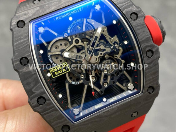 New Factory Richard Mille RM35-01 Rafael Nadal 42.7mm Black Carbon Fiber Red Rubber Strap Skeletoniz ( (4) New Factory Richard Mille RM35-01 Rafael Nadal 42.7mm Black Carbon Fiber Red Rubber Strap Skeletonized Dial