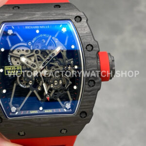 New Factory RM35-01 Rafael Nadal black carbon fiber red rubber strap skeleton dial
