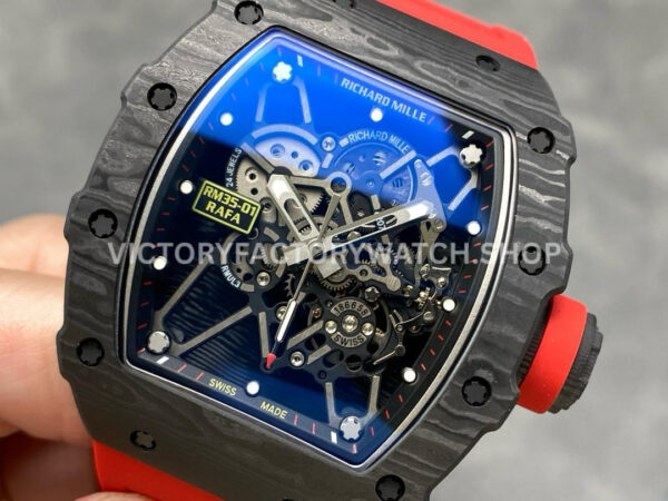New Factory Richard Mille RM35-01 Rafael Nadal 42.7mm Black Carbon Fiber Red Rubber Strap Skeletoniz ( (6) New Factory Richard Mille RM35-01 Rafael Nadal 42.7mm Black Carbon Fiber Red Rubber Strap Skeletonized Dial