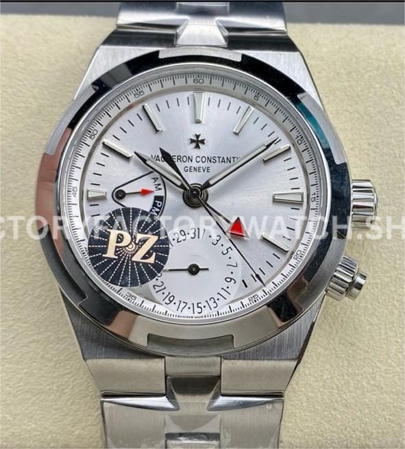 PZ Factory Vacheron Constantin Overseas Dual Time 7900V110A-B333 41mm Full Steel Silver Dial (1) PZ Factory Vacheron Constantin Overseas Dual Time 7900V 110A B333 41mm full steel silver dial replica watch