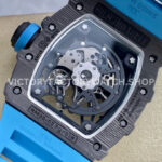 R7 Factory Richard Mille RM35-02 44.5mm Carbon Fiber Blue Rubber Strap Skeletonized Dial (1) R7 Factory Richard Mille RM 35-02 44.5mm Carbon Fiber Blue Rubber Strap Skeletonized Dial