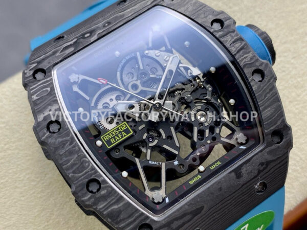 R7 Factory Richard Mille RM35-02 44.5mm Carbon Fiber Blue Rubber Strap Skeletonized Dial (10) R7 Factory Richard Mille RM 35-02 44.5mm Carbon Fiber Blue Rubber Strap Skeletonized Dial