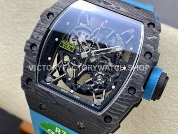 R7 Factory Richard Mille RM35-02 44.5mm Carbon Fiber Blue Rubber Strap Skeletonized Dial (2) R7 Factory Richard Mille RM 35-02 44.5mm Carbon Fiber Blue Rubber Strap Skeletonized Dial
