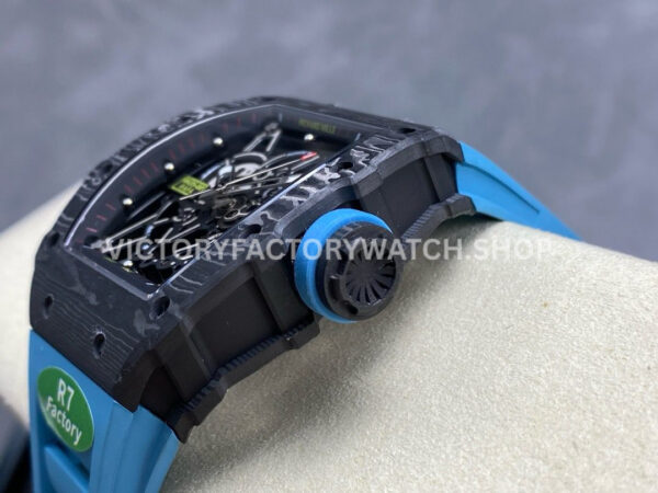 R7 Factory Richard Mille RM35-02 44.5mm Carbon Fiber Blue Rubber Strap Skeletonized Dial (8) R7 Factory Richard Mille RM 35-02 44.5mm Carbon Fiber Blue Rubber Strap Skeletonized Dial