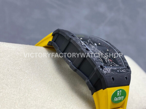 R7 Factory Richard Mille RM35-02 44.5mm Carbon Fiber Yellow Rubber Strap Skeletonized Dial (2) R7 Factory Richard Mille RM 35-02 44.5mm Carbon Fiber Yellow Rubber Strap Skeletonized Dial