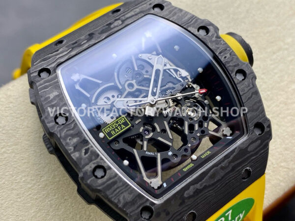 R7 Factory Richard Mille RM35-02 44.5mm Carbon Fiber Yellow Rubber Strap Skeletonized Dial (4) R7 Factory Richard Mille RM 35-02 44.5mm Carbon Fiber Yellow Rubber Strap Skeletonized Dial