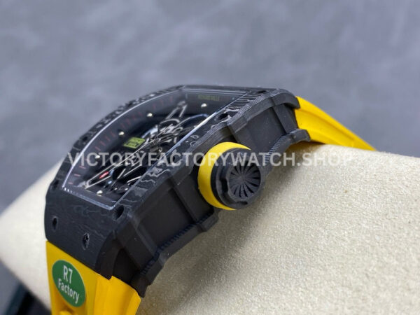 R7 Factory Richard Mille RM35-02 44.5mm Carbon Fiber Yellow Rubber Strap Skeletonized Dial (8) R7 Factory Richard Mille RM 35-02 44.5mm Carbon Fiber Yellow Rubber Strap Skeletonized Dial