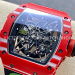 R7 Factory Richard Mille RM35-02 44.5mm Red Carbon Fiber Black Rubber Strap Skeletonized Dial (8) R7 Factory Richard Mille RM 35-02 44.5mm Red Carbon Fiber Black Rubber Strap Skeletonized Dial