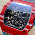 R7 Factory Richard Mille RM35-02 44.5mm Red Carbon Fiber Blue Rubber Strap Skeletonized Dial (2) R7 Factory Richard Mille RM 35-02 44.5mm Red Carbon Fiber Blue Rubber Strap Skeletonized Dial