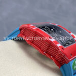R7 Factory Richard Mille RM35-02 44.5mm Red Carbon Fiber Blue Rubber Strap Skeletonized Dial (9) R7 Factory Richard Mille RM 35-02 44.5mm Red Carbon Fiber Blue Rubber Strap Skeletonized Dial