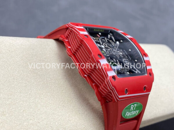 R7 Factory Richard Mille RM 35-02 44.5mm Red Carbon Fiber Red Rubber Strap Skeletonized Dial