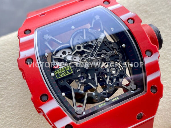 R7 Factory Richard Mille RM 35-02 44.5mm Red Carbon Fiber Red Rubber Strap Skeletonized Dial