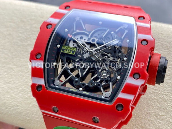 R7 Factory Richard Mille RM 35-02 44.5mm Red Carbon Fiber Red Rubber Strap Skeletonized Dial