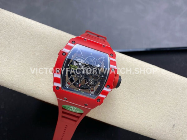 R7 Factory Richard Mille RM 35-02 44.5mm Red Carbon Fiber Red Rubber Strap Skeletonized Dial