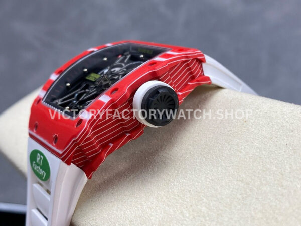 R7 Factory Richard Mille RM35-02 44.5mm Red Carbon Fiber White Rubber Strap Skeletonized Dial (10) R7 Factory Richard Mille RM 35-02 44.5mm Red Carbon Fiber White Rubber Strap Skeletonized Dial