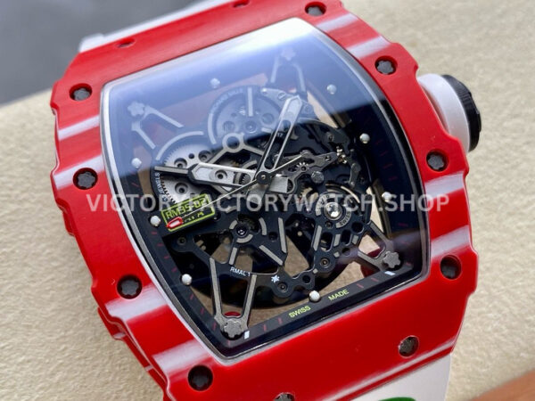 R7 Factory Richard Mille RM35-02 44.5mm Red Carbon Fiber White Rubber Strap Skeletonized Dial (3) R7 Factory Richard Mille RM 35-02 44.5mm Red Carbon Fiber White Rubber Strap Skeletonized Dial
