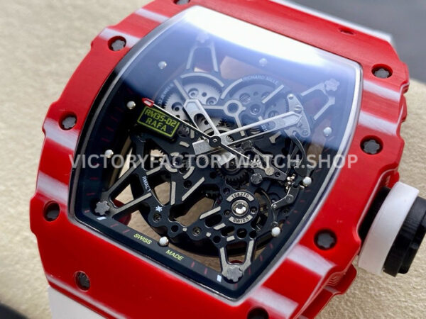 R7 Factory Richard Mille RM35-02 44.5mm Red Carbon Fiber White Rubber Strap Skeletonized Dial (5) R7 Factory Richard Mille RM 35-02 44.5mm Red Carbon Fiber White Rubber Strap Skeletonized Dial