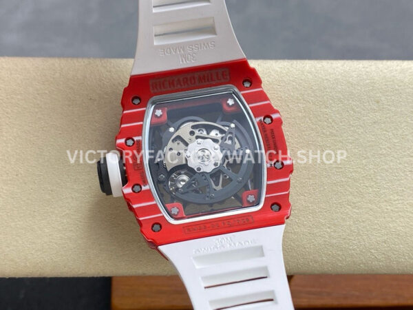 R7 Factory Richard Mille RM35-02 44.5mm Red Carbon Fiber White Rubber Strap Skeletonized Dial (6) R7 Factory Richard Mille RM 35-02 44.5mm Red Carbon Fiber White Rubber Strap Skeletonized Dial
