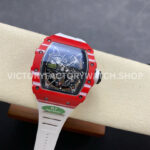 R7 Factory Richard Mille RM35-02 44.5mm Red Carbon Fiber White Rubber Strap Skeletonized Dial (9) R7 Factory Richard Mille RM 35-02 44.5mm Red Carbon Fiber White Rubber Strap Skeletonized Dial