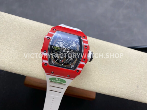R7 Factory Richard Mille RM35-02 44.5mm Red Carbon Fiber White Rubber Strap Skeletonized Dial (9) R7 Factory Richard Mille RM 35-02 44.5mm Red Carbon Fiber White Rubber Strap Skeletonized Dial