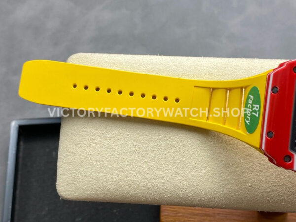 R7 Factory Richard Mille RM35-02 44.5mm Red Carbon Fiber Yellow Rubber Strap Skeletonized Dial (1) R7 Factory Richard Mille RM 35-02 44.5mm Red Carbon Fiber Yellow Rubber Strap Skeletonized Dial