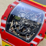 R7 Factory Richard Mille RM35-02 44.5mm Red Carbon Fiber Yellow Rubber Strap Skeletonized Dial (4) R7 Factory Richard Mille RM 35-02 44.5mm Red Carbon Fiber Yellow Rubber Strap Skeletonized Dial