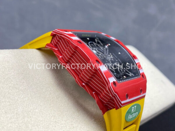 R7 Factory Richard Mille RM35-02 44.5mm Red Carbon Fiber Yellow Rubber Strap Skeletonized Dial (5) R7 Factory Richard Mille RM 35-02 44.5mm Red Carbon Fiber Yellow Rubber Strap Skeletonized Dial