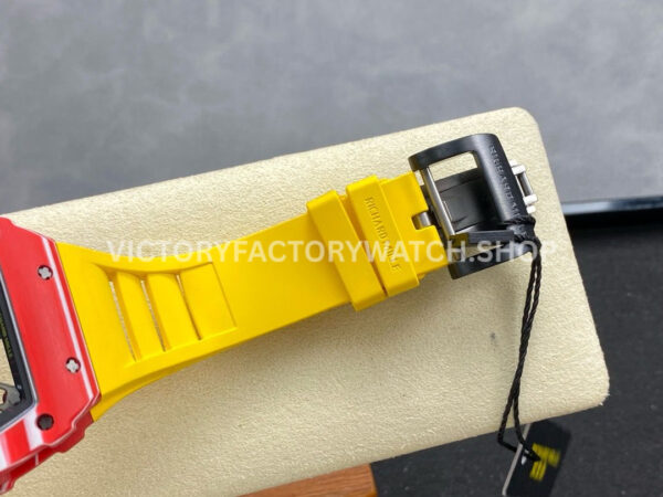 R7 Factory Richard Mille RM35-02 44.5mm Red Carbon Fiber Yellow Rubber Strap Skeletonized Dial (6) R7 Factory Richard Mille RM 35-02 44.5mm Red Carbon Fiber Yellow Rubber Strap Skeletonized Dial