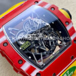 R7 Factory Richard Mille RM35-02 44.5mm Red Carbon Fiber Yellow Rubber Strap Skeletonized Dial (8) R7 Factory Richard Mille RM 35-02 44.5mm Red Carbon Fiber Yellow Rubber Strap Skeletonized Dial