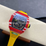 R7 Factory Richard Mille RM35-02 44.5mm Red Carbon Fiber Yellow Rubber Strap Skeletonized Dial (9) R7 Factory Richard Mille RM 35-02 44.5mm Red Carbon Fiber Yellow Rubber Strap Skeletonized Dial