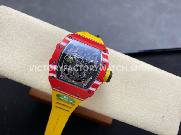 R7 Factory Richard Mille RM35-02 44.5mm Red Carbon Fiber Yellow Rubber Strap Skeletonized Dial (9) R7 Factory Richard Mille RM 35-02 44.5mm Red Carbon Fiber Yellow Rubber Strap Skeletonized Dial