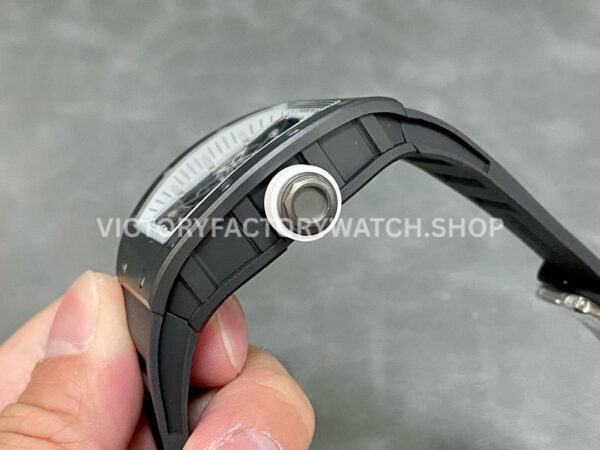 RM Factory Richard Mille RM 055 42.7mm Black Ceramic Black Rubber Strap Skeletonized White Dial